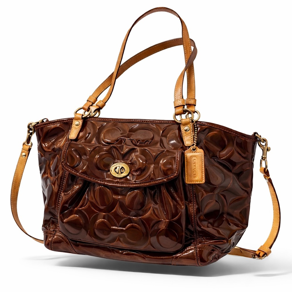 Coach Glossy Brown Signature Tote Authentic!